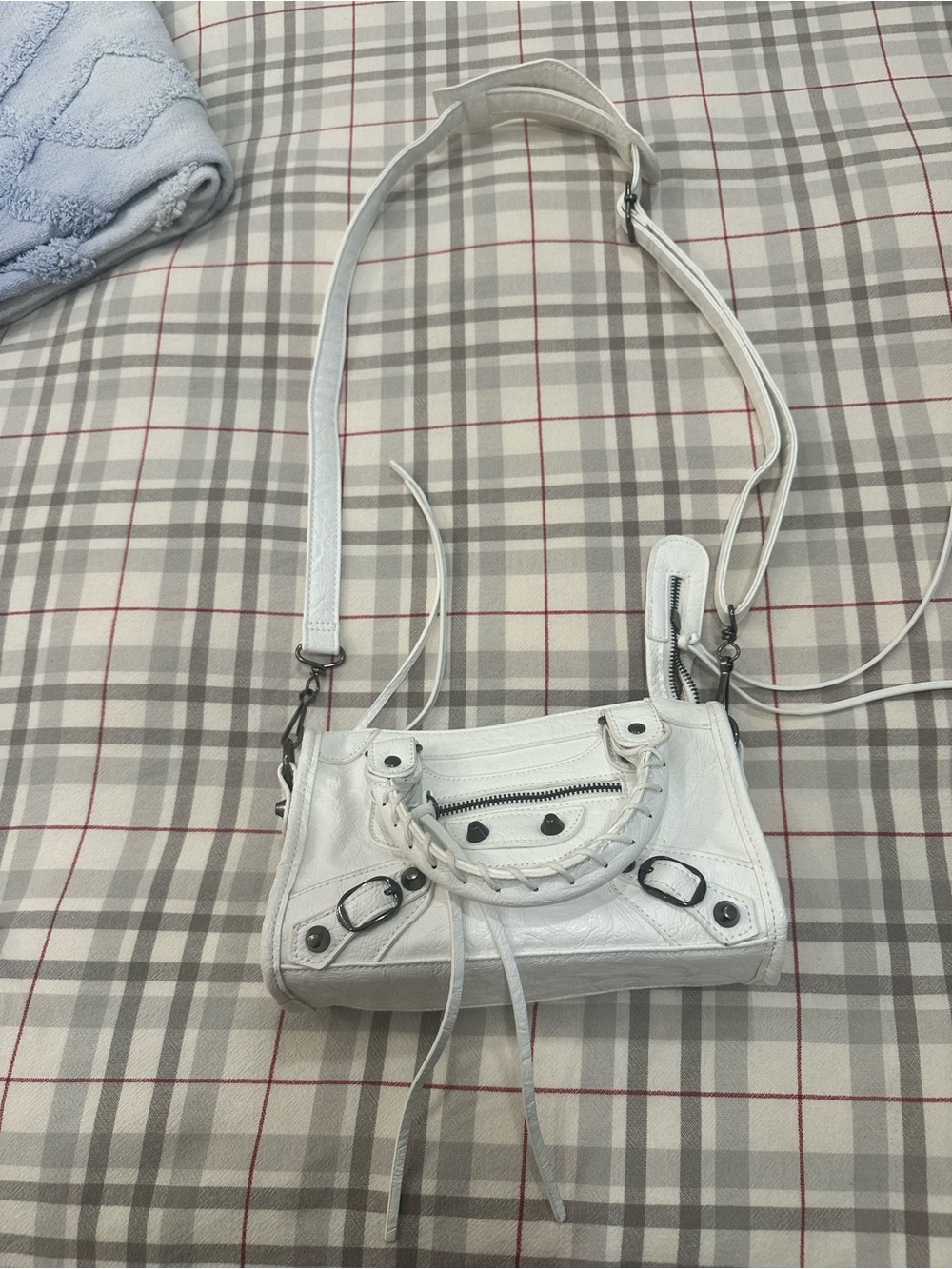 White Leather Top-Handle Mini Bag - Picture 8 of 16